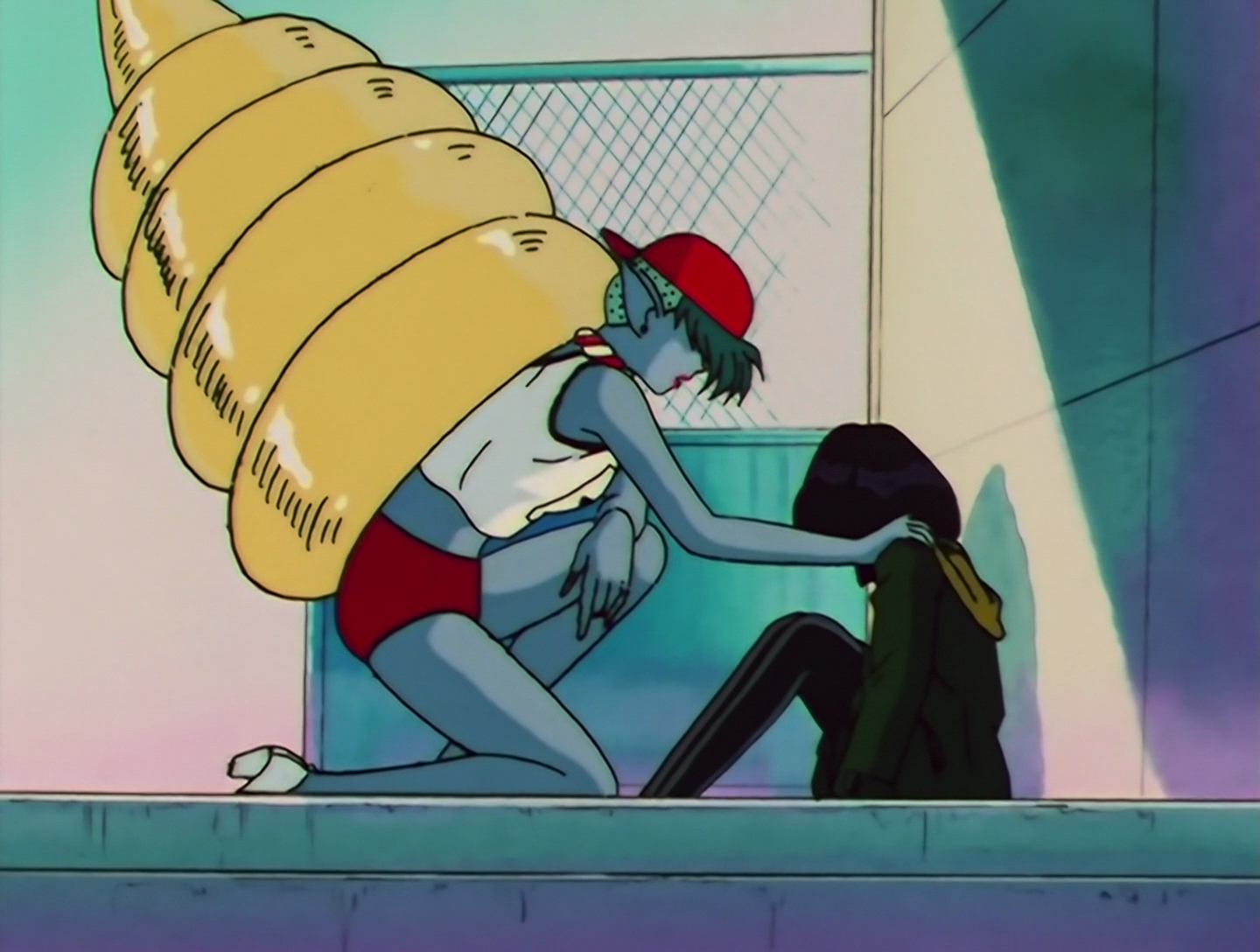 U-Ndokai is now crouching down and checking on the health of Hotaru. It’s adorable that she did this, but also it turned out to be a super bad idea. She’d have totally got away with whats-his-face’s Pure Heart Crystal if she hadn’t stopped to do a good deed.